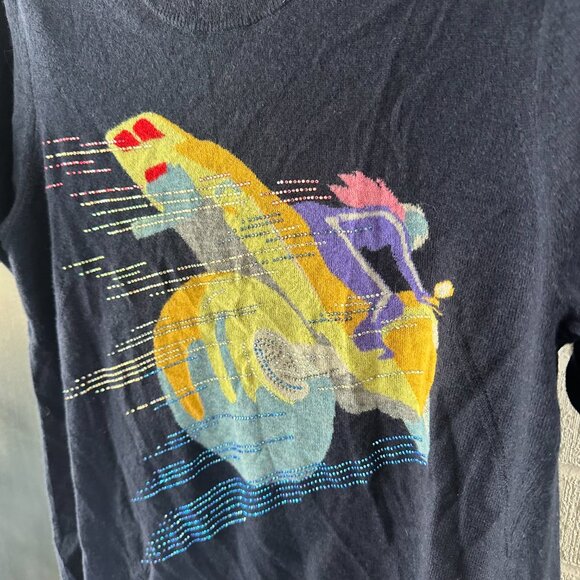 Zadig & Voltaire Scooter/Motorcycle/Vespa, short sleeve blue sweater, medium - Picture 8 of 8